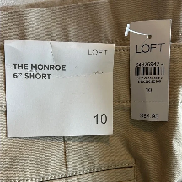 LOFT Beige Khaki Monroe 6” NWT Shorts Classic Cotton Blend - Picture 3 of 5